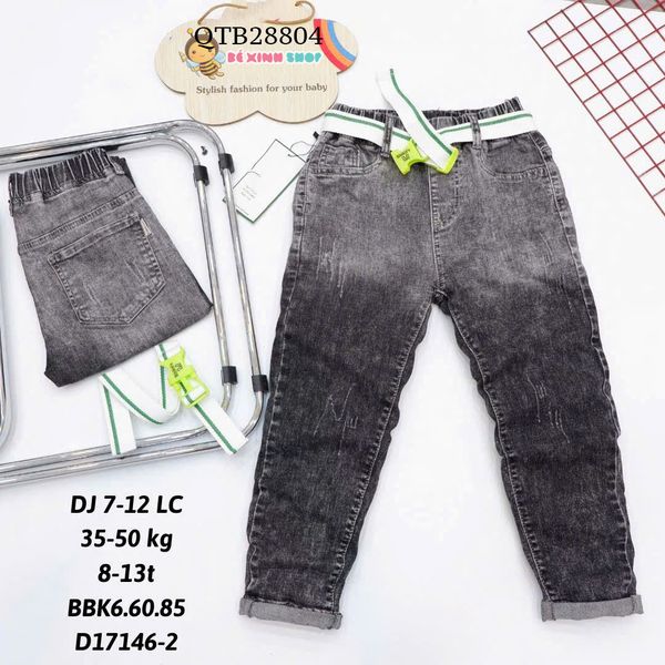 Quần jean kèm phụ kiện size đại (CHO BÉ 28-56KG) kèm nịch BB dễ thương cho bé trai QTB28803