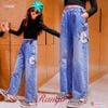 Quần jeans ống rộng chữ C dễ thương cho bé gái QGB17126