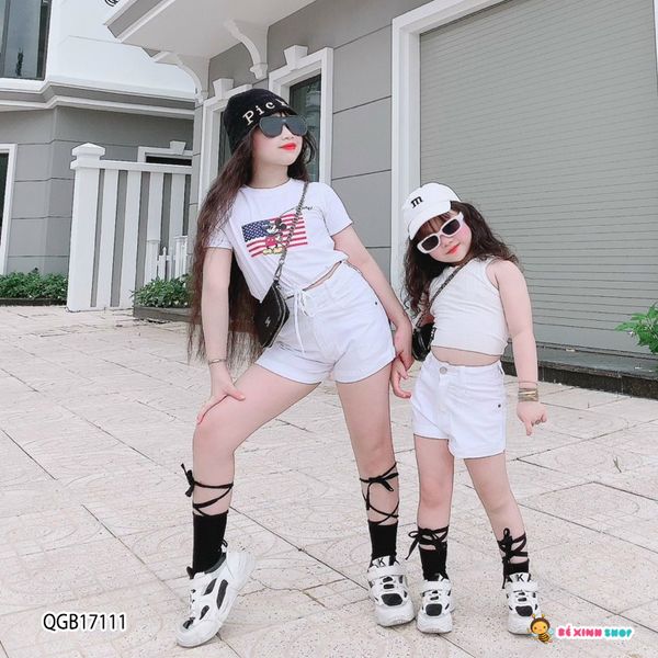 Quần sort jeans mộc dễ thương cho bé gái QGB17111