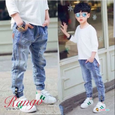 [XẢ KHO] Quần jeans dài bo nút dễ thương cho bé trai QTB196758