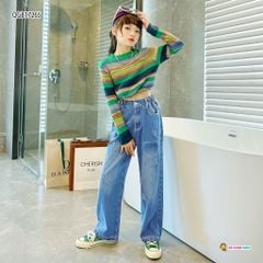 Quần jeans ống rộng THÊU TIM dễ thương cho bé gái QGB17264