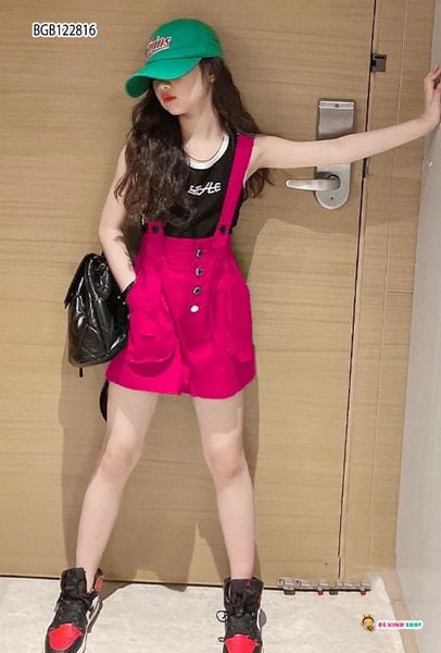 Set áo yếm đùi kaki dễ thương cho bé gái BGB122816