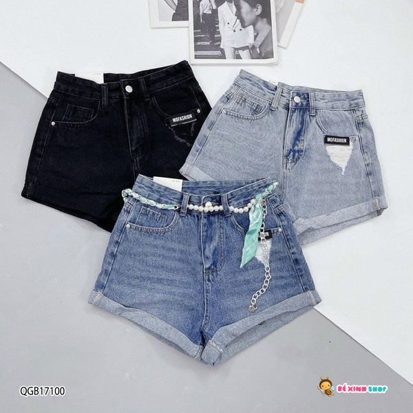 Quần sort jeans dễ thương cho bé gái QGB17100