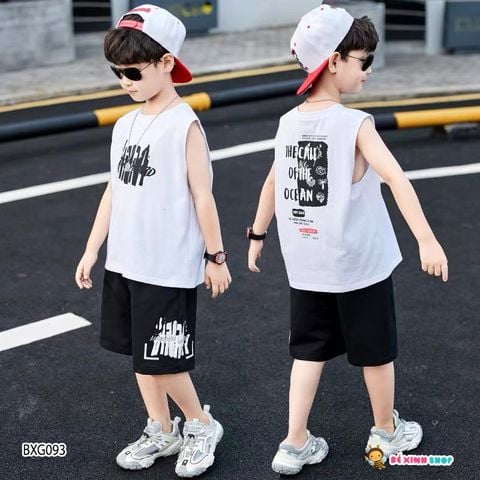 [XẢ KHO] Set sát nách hoa văn OCEAN cho bé trai ngày hè BXG091