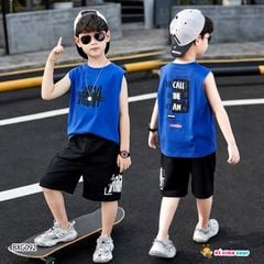 [XẢ KHO] Set sát nách hoa văn OCEAN cho bé trai ngày hè BXG091