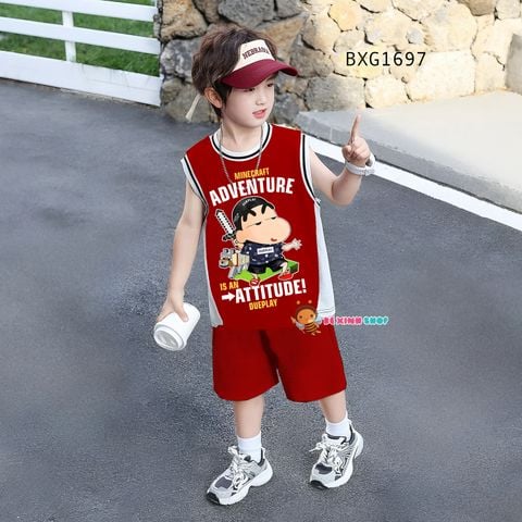 Bộ sát nách mùa hè Shin Minecraft dễ thương cho bé trai BXG1695