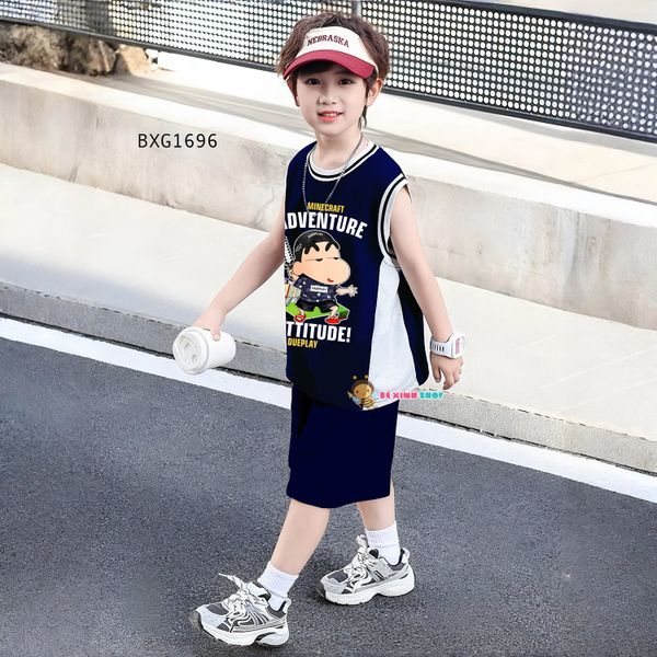 Bộ sát nách mùa hè Shin Minecraft dễ thương cho bé trai BXG1695