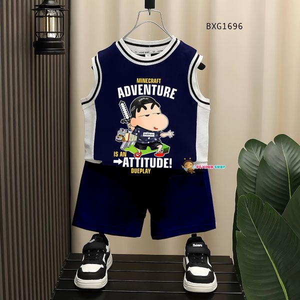 Bộ sát nách mùa hè Shin Minecraft dễ thương cho bé trai BXG1695