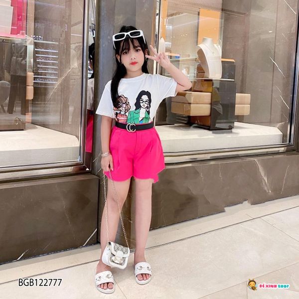 Set áo có tay in 2 cô gái dễ thương cho bé gái BGB122777