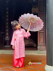 Set áo dài gấm 2 da đính cườm đôi dễ thương cho bé gái BGB124125