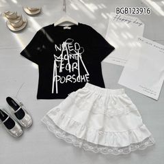 Bộ áo thun phối chân váy ren dễ thương cho bé gái BGB123916
