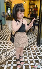 Set áo chéo dây chân váy Gucc dễ thương cho bé gái BGB122715