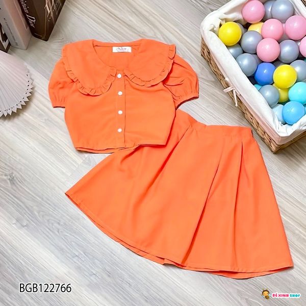 Set áo cổ sen chân váy kate dễ thương cho bé gái BGB122765