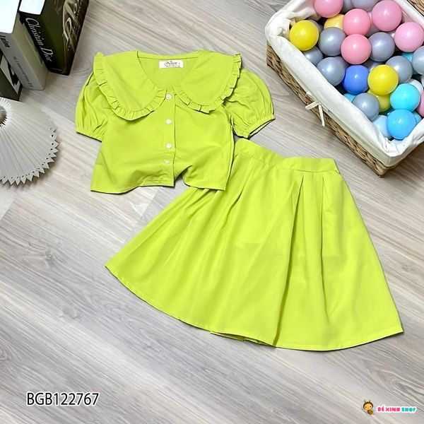 Set áo cổ sen chân váy kate dễ thương cho bé gái BGB122765