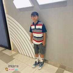 Set áo thun cổ trụ quần kaki túi hộp dễ thương cho bé trai đi chơi BTB28718