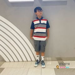 Set áo thun cổ trụ quần kaki túi hộp dễ thương cho bé trai đi chơi BTB28718