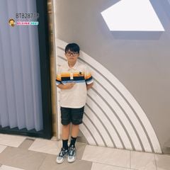 Set áo thun cổ trụ quần kaki túi hộp dễ thương cho bé trai đi chơi BTB28718