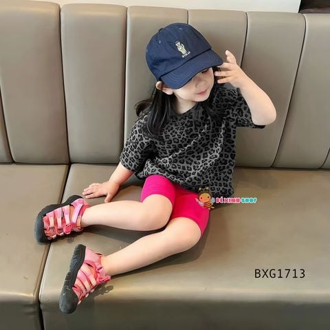 Set áo họa tiết da beo quần legging dễ thương cho bé gái BXG1713