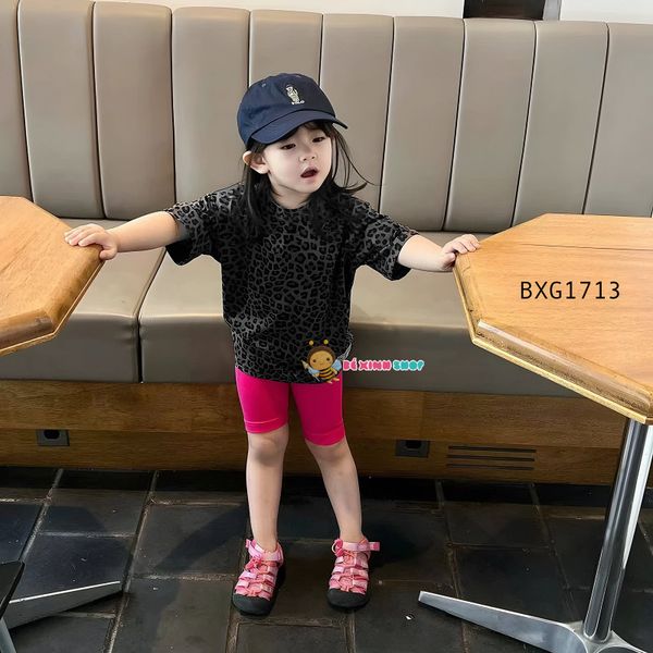 Set áo họa tiết da beo quần legging dễ thương cho bé gái BXG1713