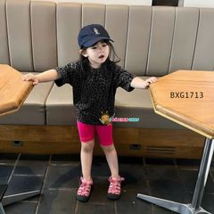 Set áo họa tiết da beo quần legging dễ thương cho bé gái BXG1713