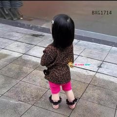 Set áo họa tiết da beo quần legging dễ thương cho bé gái BXG1713