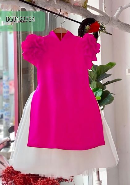 Áo dài cách tân kèm chân váy dễ  thương cho bé gái ngày Lễ Tết BGB123723