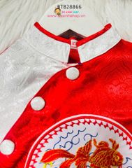 Set áo dài bé trai gấm vân mây cao cấp thêu đắp cá kèm quần dễ thương cho bé trai BTB28866