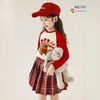 Set áo dài tay CAPYBARA chân váy caro kèm chip dễ thương cho bé gái BXG1101