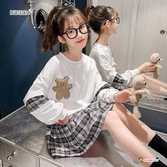 Set áo tay dài gấu chân váy BBr dễ thương cho bé gái BGB122832