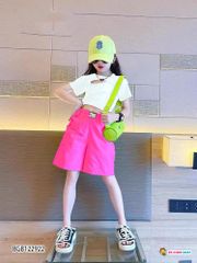 Set áo kiểu quần bo lai dễ thương cho bé gái BGB122921