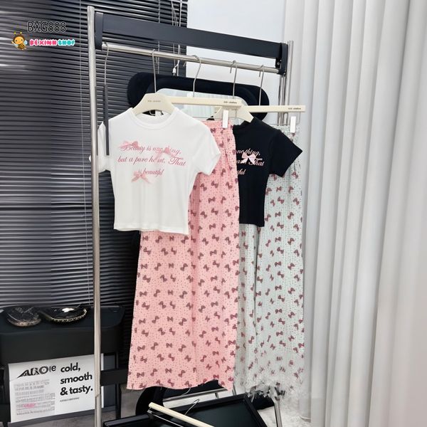 Set áo nơ quần ống suông dễ thương cho bé gái BXG888