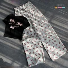 Set áo nơ quần ống suông dễ thương cho bé gái BXG888