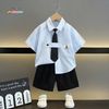 Set áo sơ mi kèm cà vạt rời phối quần kaki dễ thương cho bé trai đi chơi BXG1260