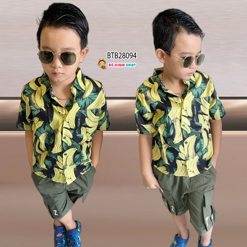 Set áo sơ mi quần kaki dễ thương cho bé trai đi chơi BTB28094