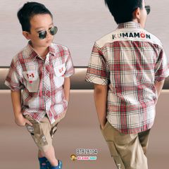 Set áo sơ mi quần kaki dễ thương cho bé trai đi chơi BTB28094