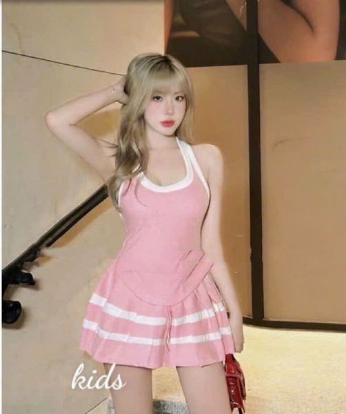 Set áo sát nách váy phối sọc dễ thương cho bé gái BGB123950