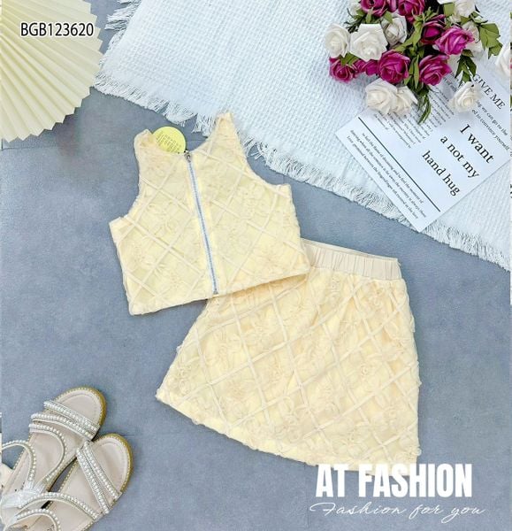 Set áo váy croptop phối ren dễ thương cho bé gái BGB123619(FORM NHỎ KHÁCH ĐẶT TRỪ HAO 1-2 SIZE)