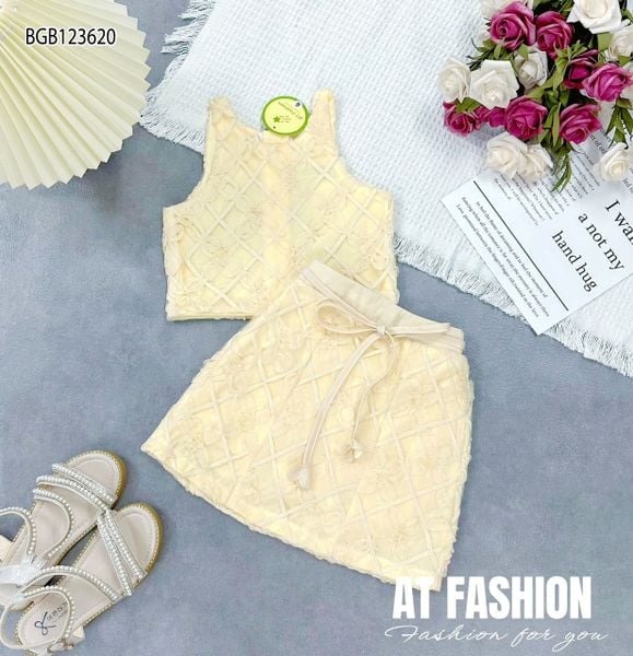 Set áo váy croptop phối ren dễ thương cho bé gái BGB123619(FORM NHỎ KHÁCH ĐẶT TRỪ HAO 1-2 SIZE)