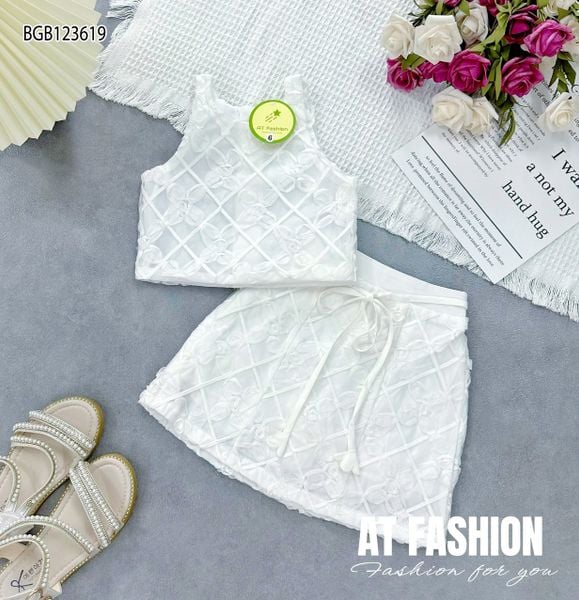 Set áo váy croptop phối ren dễ thương cho bé gái BGB123619(FORM NHỎ KHÁCH ĐẶT TRỪ HAO 1-2 SIZE)