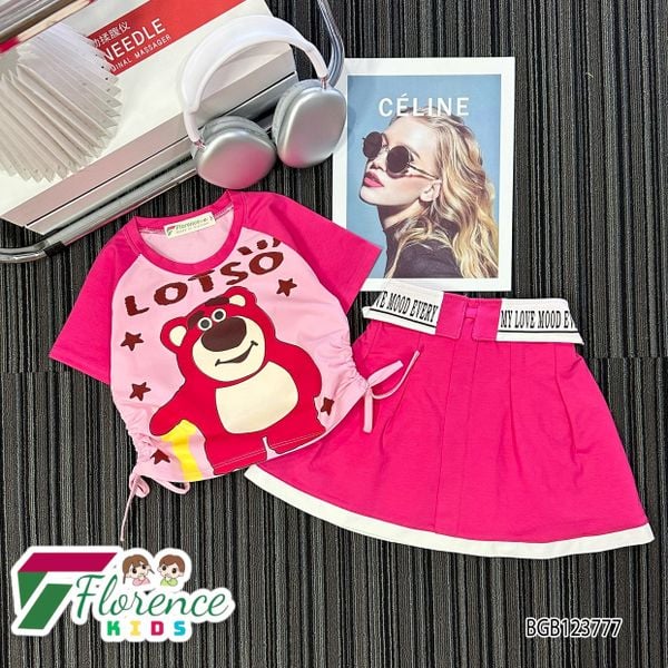 Set áo váy gấu dâu dễ thương cho bé gái BGB123776