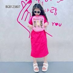 [XẢ KHO] Set áo mèo chân váy kaki dễ thương cho bé gái BGB123807