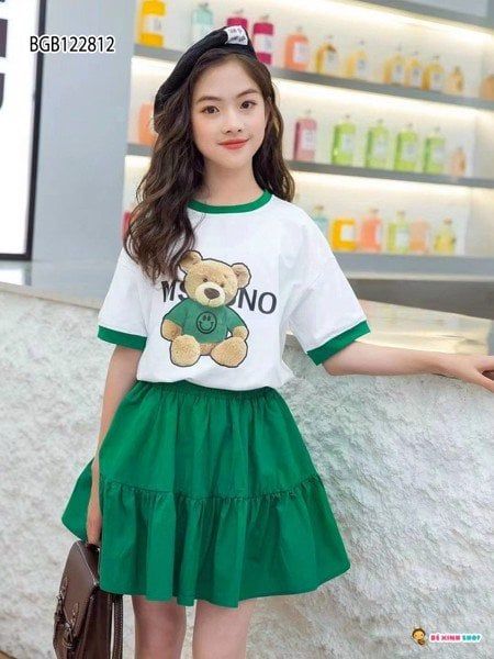 Set áo váy Moschino dễ thương cho bé gái BGB122812