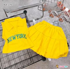 Set áo váy cổ trụ NewYork dễ thương cho bé gái BGB122789