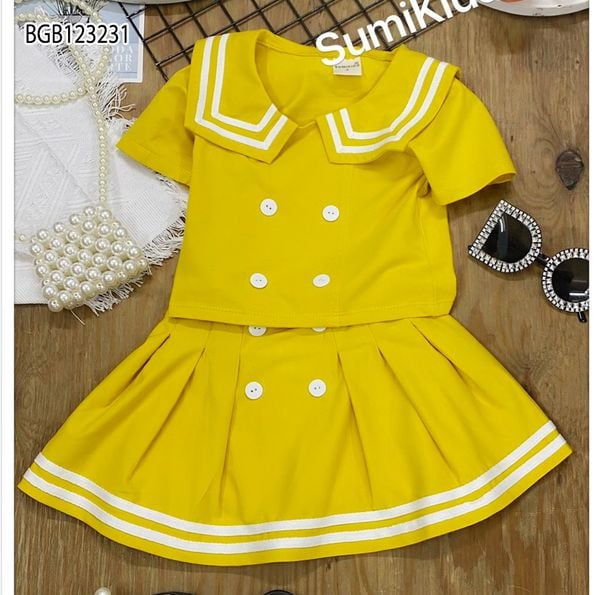 Set áo váy thuỷ thủ dễ thương cho bé gái đi chơi BGB123230