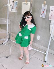 Set áo váy dập ly cổ sen dễ thương cho bé gái BGB122909