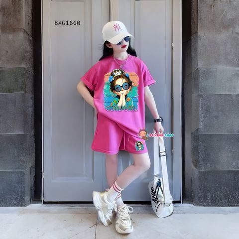 Bộ thun in Hình CUTE GIRL dễ thương cho Mẹ & Bé Gái BXG1659