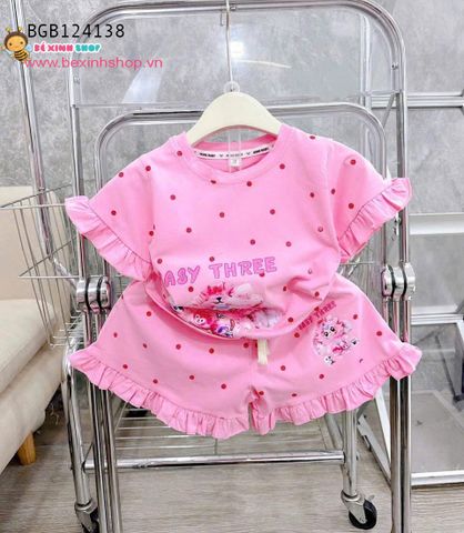 Bộ đùi chấm bi Baby Three phối bèo dễ thương cho bé gái BGB124138