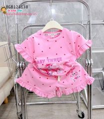 Bộ đùi chấm bi Baby Three phối bèo dễ thương cho bé gái BGB124138