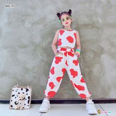 [XẢ KHO] Set bò sữa croptop bé gái BXG196
