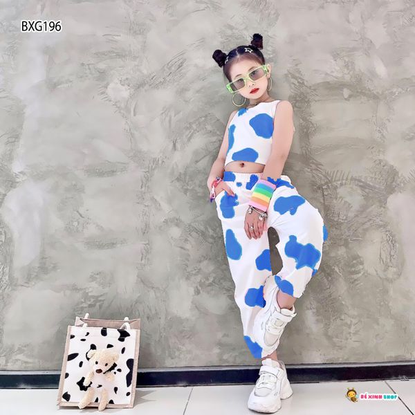 [XẢ KHO] Set bò sữa croptop bé gái BXG196